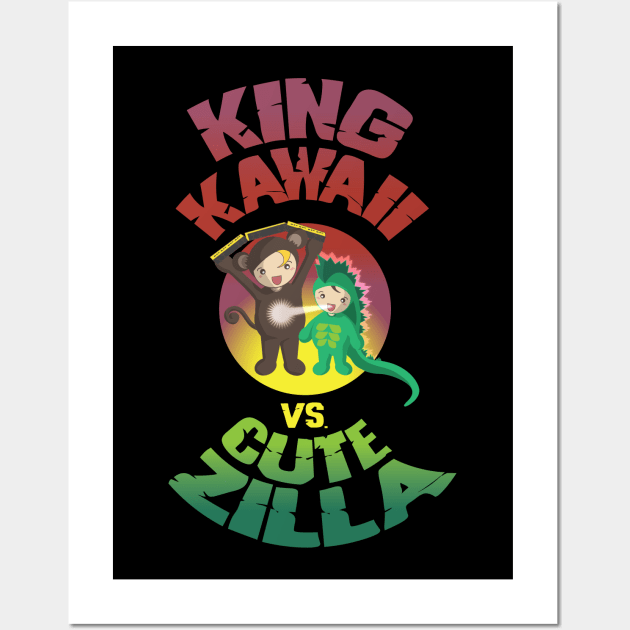 King Kawaii Vs Cutezilla Wall Art by andrew_kelly_uk@yahoo.co.uk